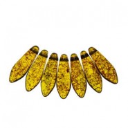 Czech Glass Daggers beads 5x16mm Amber teracota purple 80020-15496